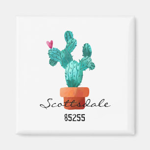 Hart Cactus Groen Roze LOCATIE POSTCODE Leuk Magneet