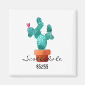 Hart Cactus Groen Roze LOCATIE ZIP CODE Fun Magneet (Voorkant)