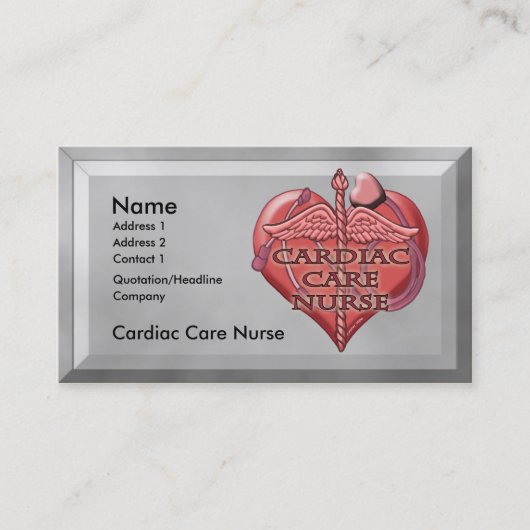 Hart Caduceus Cardiac Care Nurse Visitekaartje (Voorkant)