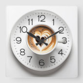 Hart cappuccino in witte beker vierkante klok (Voorkant)