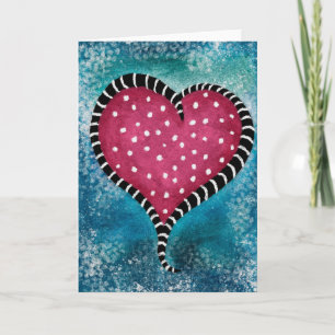 Hart Card Roze Blauw Zwart Schattig  Kaart