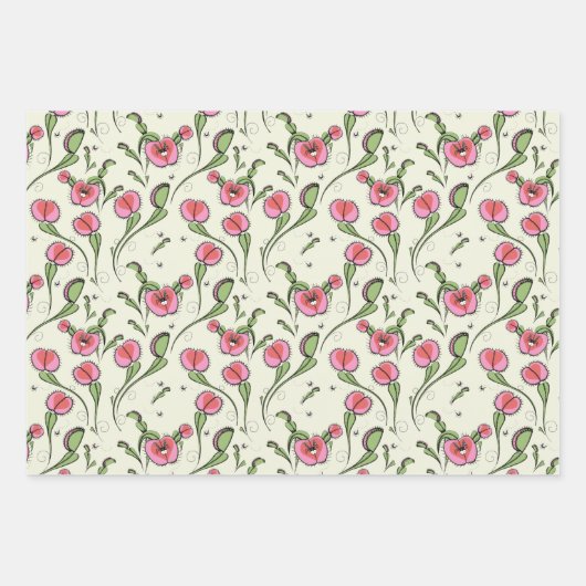 Hart Carnivoor Venus Flytrap Plant Hand-getrokken Inpakpapier Vel (Voorkant)