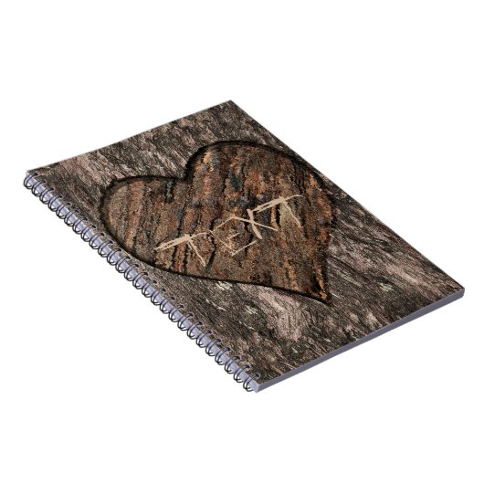 Hart Carved Tree Trunk Bark Rustin Journal Notitieboek (Rechterzijde)