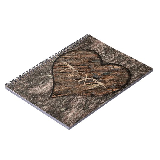 Hart Carved Tree Trunk Bark Rustin Journal Notitieboek (Linkerzijde)