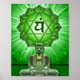 Hart chakra en Buddha Poster