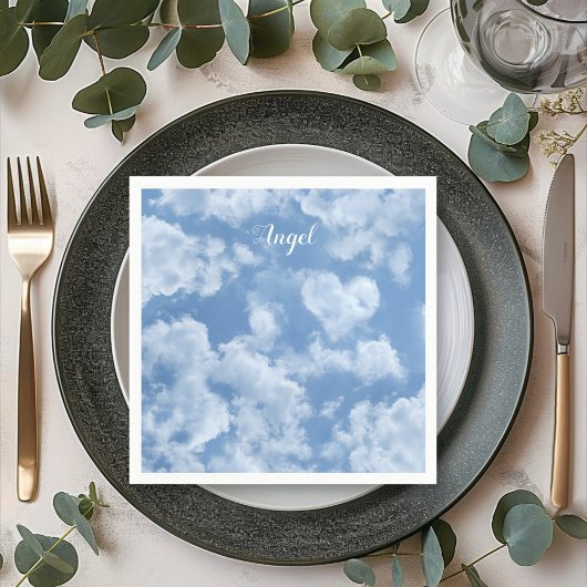 Hart Cloud Sky Leuk Leuk Leuk Modern Blauw Custom  Servet