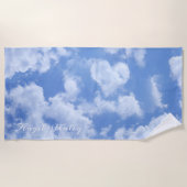 Hart Cloud Sky Leuk Leuk Leuk Modern Blauw Custom Strandlaken (Voorkant)