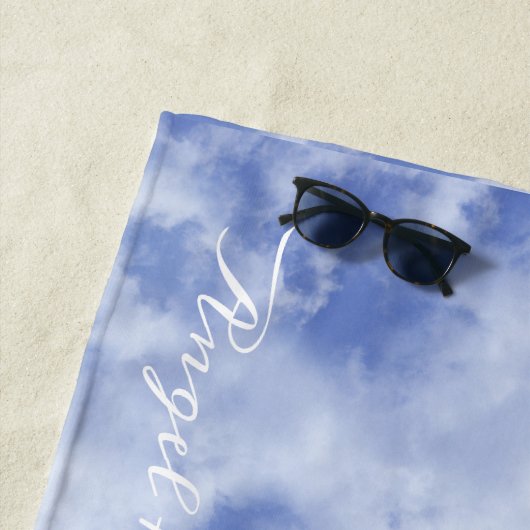 Hart Cloud Sky Leuk Leuk Leuk Modern Blauw Custom Strandlaken (In situ)