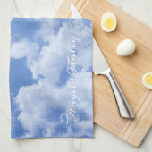 Hart Cloud Sky Leuk Leuk Leuk Modern Blauw Custom  Theedoek (Quarter Fold)