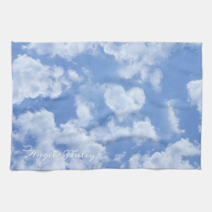 Hart Cloud Sky Leuk Leuk Leuk Modern Blauw Custom  Theedoek