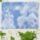 Hart Cloud Sky Leuk Leuk Leuk Modern Blauw Custom  Theedoek (Gevouwen)