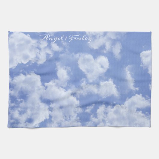 Hart Cloud Sky Leuk Leuk Leuk Modern Blauw Custom  Theedoek (Horizontaal)