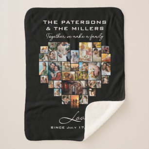 Hart Collage Foto's Familie Jubileum Zwart Sherpa Deken