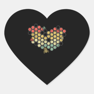 Hart Coloful Honeycomb met staafbijen Sticker