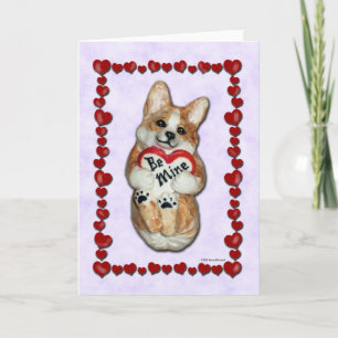 Hart Corgi "Wees de mijne!" Wenskaart Feestdagen Kaart