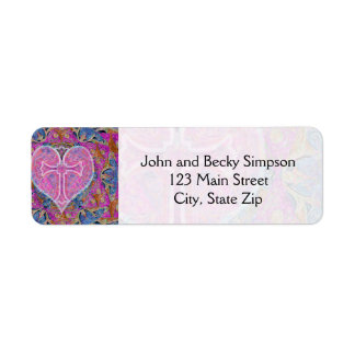 Hart Cross Patroon in Roze Etiket