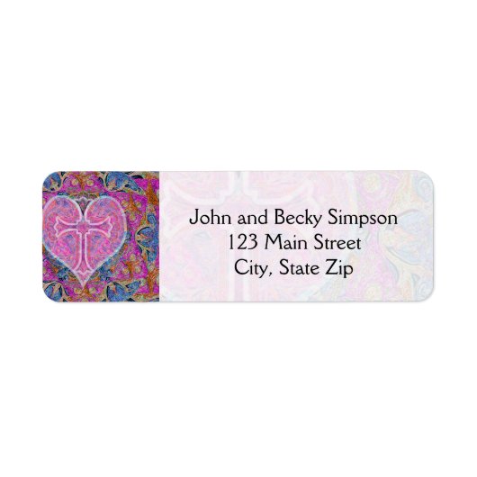 Hart Cross Patroon in Roze Etiket (Voorkant)