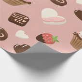 Hart Cupcake Chocolade Valentijn Verpakking Cadeaupapier (Hoek)
