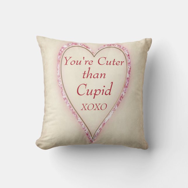 Hart "CUTER THAN CUPID" Kussen (Voorkant)