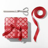 Hart Damask Rood & Roze Cadeaupapier