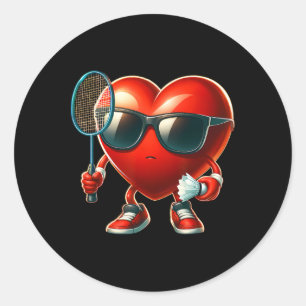 Hart dat badminton speelt Valentijnsdag Valentijn  Ronde Sticker