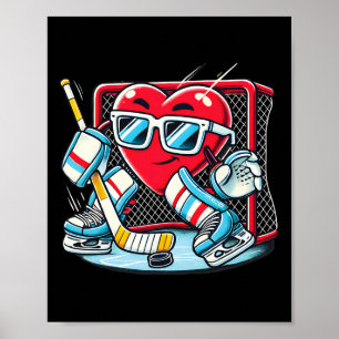 Hart dat hockeydoelman speelt Valentijnsdag Mannen Poster