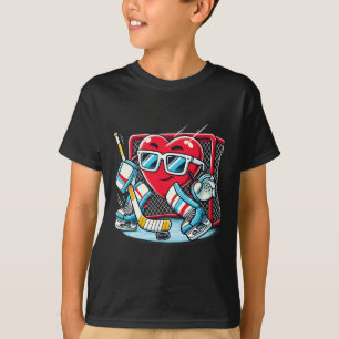 Hart dat hockeydoelman speelt Valentijnsdag mannen T-shirt