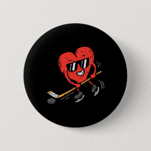 Hart dat ijshockey speelt Valentijnsdag liefde spo Ronde Button 5,7 Cm
