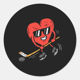 Hart dat ijshockey speelt Valentijnsdag liefde spo Ronde Sticker
