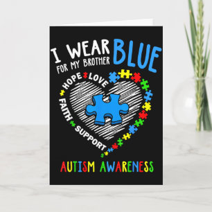 Hart dat ik blauw draag voor mijn broer Autism Awa Kaart