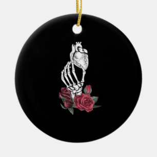Hart De Hand Van Het Skelet Klassiek Keramisch Ornament