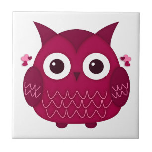 Hart de Roze Owl Tegeltje