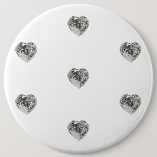 Hart diamant patroon knop ronde button 6,0 cm