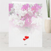 Hart diepe rood valentijn op bloemachtig roze wit kaart (Achterkant)