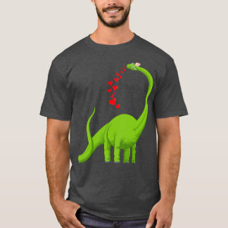 Hart Dinosaur Brachiosaurus Schattigee Valentijnsd T-shirt