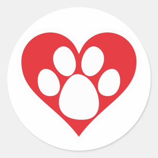 Hart Dog Paw (Donker) Ronde Sticker (Voorkant)