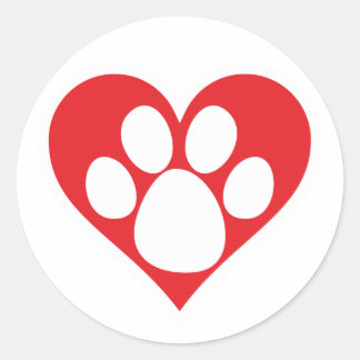 Hart Dog Paw (Donker) Ronde Sticker