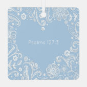 Hart Doodle Baby Jongen Naam Verjaardag Bijbel Ver Metalen Ornament (Achterkant)