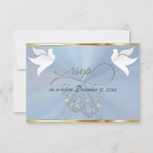 Hart, Duiven & Lint - Pastelblauw/Zilver RSVP Kaartje