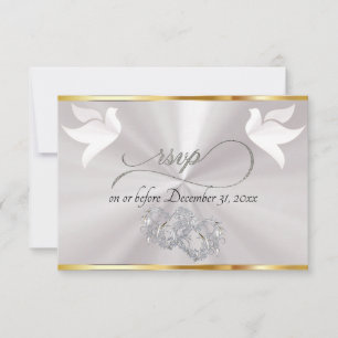 Hart, Duiven & Lint - Witte Parel/Zilver RSVP Kaartje