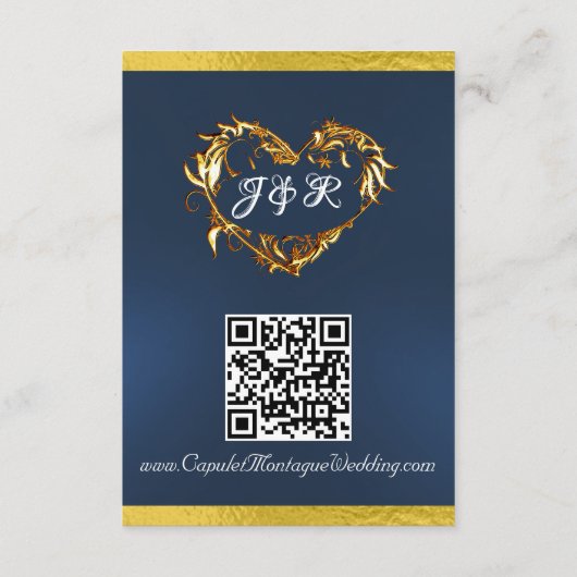 Hart & Duiven, QR Code - Blauw/Goud Informatiekaartje (Achterkant)