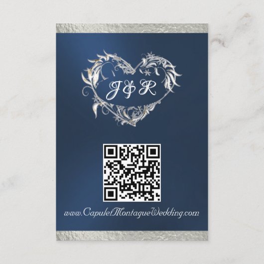 Hart & Duiven, QR-code - blauw/zilver Informatiekaartje (Achterkant)