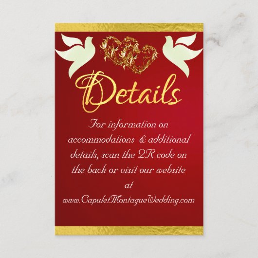 Hart & Duiven, QR-code - Crimson/Gold Informatiekaartje (Voorkant)