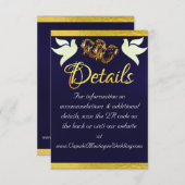 Hart & Duiven, QR Code - Navy Blauw/Goud Informatiekaartje (Voorkant / Achterkant)