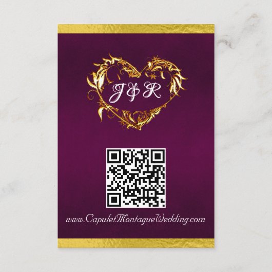 Hart & Duiven, QR Code - Paarse/Goud Informatiekaartje (Achterkant)