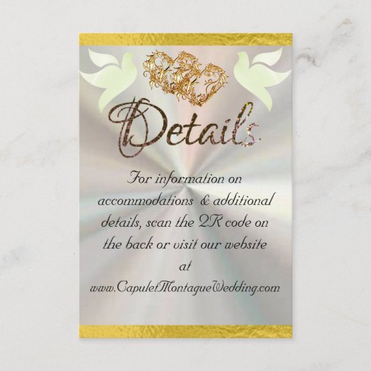 Hart & Duiven, QR Code - Wit/Goud Informatiekaartje (Voorkant)
