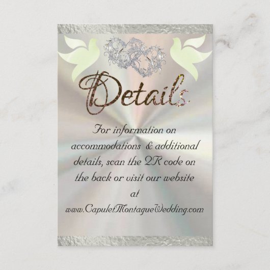 Hart & Duiven, QR Code - Wit/Zilver Informatiekaartje (Voorkant)