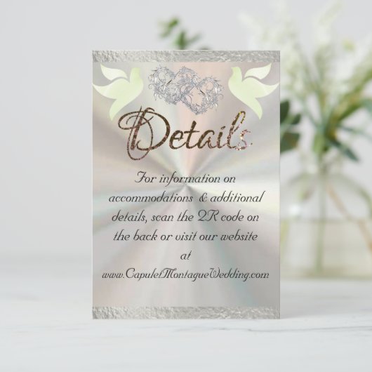Hart & Duiven, QR Code - Wit/Zilver Informatiekaartje (Staand voorkant)