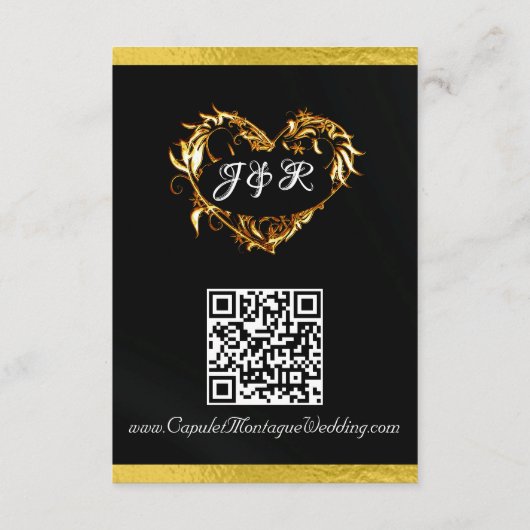 Hart & Duiven, QR Code - Zwart/Goud Informatiekaartje (Achterkant)