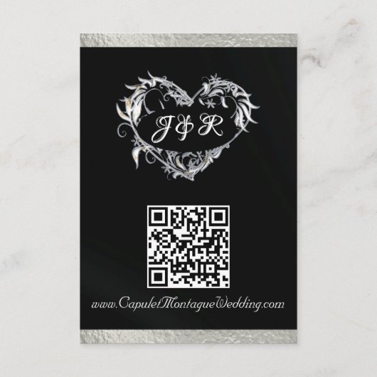 Hart & Duiven, QR Code - Zwart/Zilver Informatiekaartje (Achterkant)